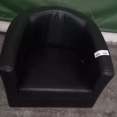 DESIGNER TED BLACK PU LEATHER TUB CHAIR