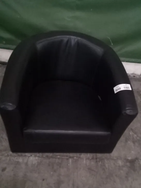 DESIGNER TED BLACK PU LEATHER TUB CHAIR