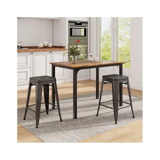 BOXED SET OF 4 METAL NESTING BAR STOOL WITH HANDING HOLE FOR HOME KITCHEN