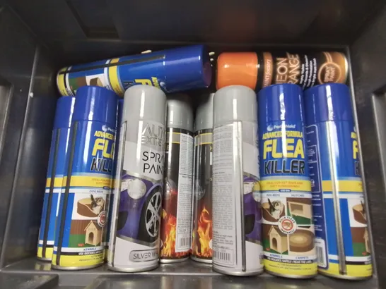 LARGE QUANTITY OF ASSORTED AEROSOLS TO INCLUDE VARIOUS SPRAY PAINTS, FLEA KILLER AND SOUDAL SOUDA BOND