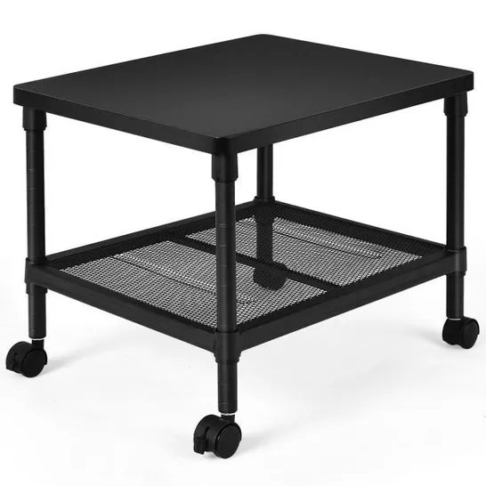 BOXED COSTWAY 2-TIER PRINTER STAND WITH AMPLE STORAGE SPACE AND SMOOTH WHEELS