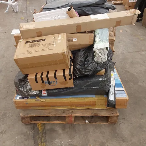 PALLET OF ASSORTED HOUSEHOLD GOODS AND INCOMPLETE FURNITURE PARTS 