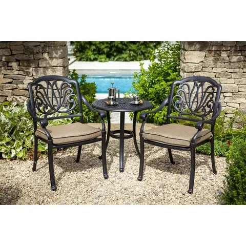 BOXED AMALFI 2 SEATER BISTRO SET WITH CUSHIONS (3 PARTS)