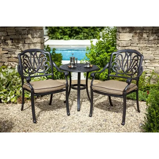 BOXED AMALFI 2 SEATER BISTRO SET WITH CUSHIONS (3 PARTS)