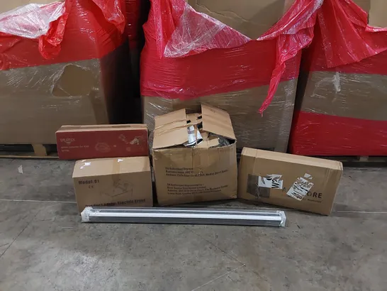 PALLET OF ASSORTED ITEMS INCLUDING: ELECTRIC FRYER, OFFICE CHAIR, KID'S METAL DETECTOR, ROLLER BLINDS, FABRIC WARDROBE ECT