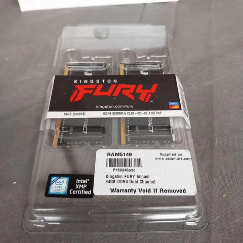 BOXED KINGSTON FURY IMPACT 64GB DDR4 DUAL CHANNEL 