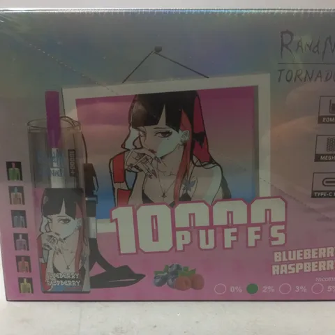 SEALED AND BOXED R AND M TORNADO DISPOSABLE VAPES - BLUEBERRY RASPBERRY - 10 PER BOX