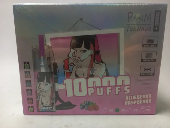 SEALED AND BOXED R AND M TORNADO DISPOSABLE VAPES - BLUEBERRY RASPBERRY - 10 PER BOX