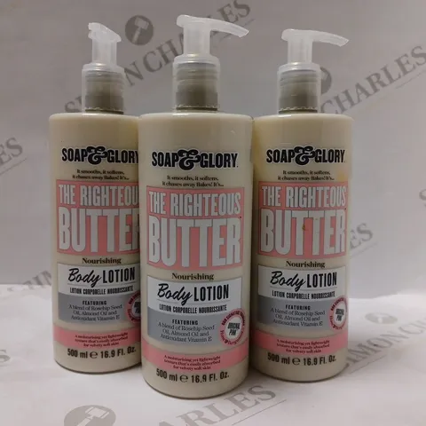 BOX OF APPROX 6 X 500ML SOAP & GLORY THE RIGHTEOUS BUTTER BODY LOTION 