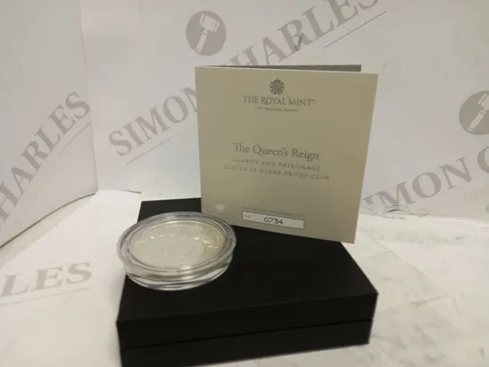 THE ROYAL MINT THE QUEEN'S REIG CHARITY & PATRONAGE 2022 UK £5 SILVER PROOF COIN