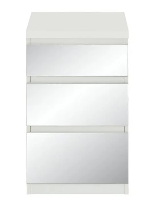 BOXED PRAGUE MIRROR/WHITE BEDSIDE CABINET (1 BOX) RRP £109