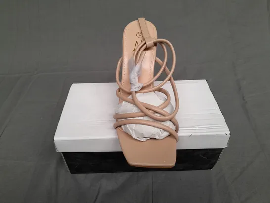 BOXED PAIR OF BEST YOU EVER HAD NUDE STRAP HEELS SIZE UK 4 IN BEIGE 