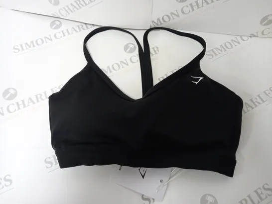 GYMSHARK V-NECK SPORTS BRA IN BLACK - SMALL