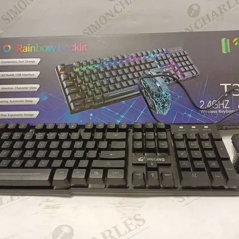 ZIYOU LANG RAINBOW BACKLIT WIRELESS KEYBOARD & MOUSE SET 