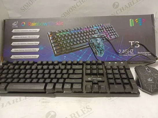 ZIYOU LANG RAINBOW BACKLIT WIRELESS KEYBOARD & MOUSE SET 