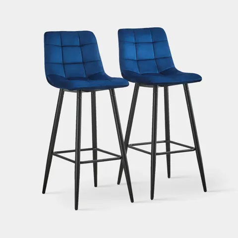 BOXED CHRISTIE SET OF TWO BLUE BARSTOOLS (1 BOX)