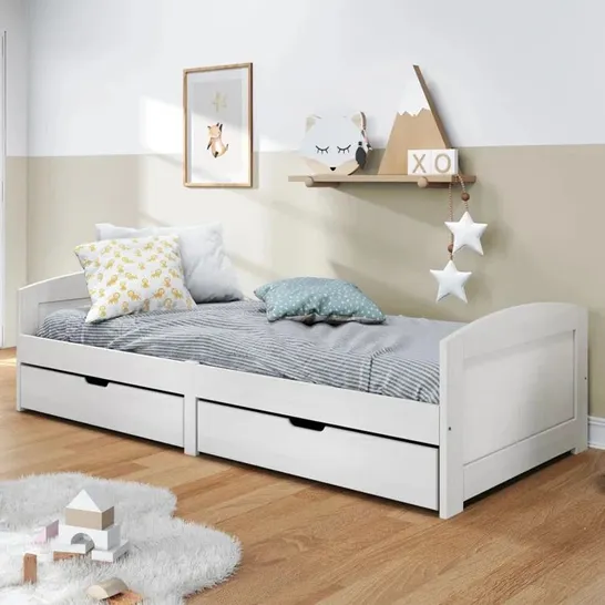 BOXED TOMENY EUROPEAN SINGLE BEDFRAME // SIZE: 90 X 200CM (2 BOXES)