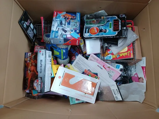 BOX OF APPROX 50 ASSORTED ITEMS TO INCLUDE - STAR WARS RETURN OF THE JEDI LUKE SKYWALKER - PLAYMOBIL SPACE - MY WAY THE BEST OF FRANK SINATRA CD ECT 