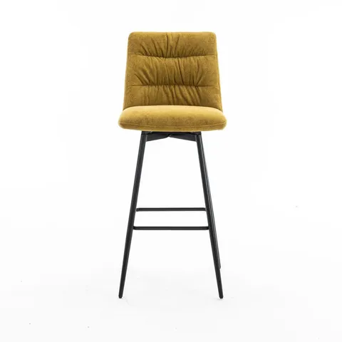 BOXED SET OF 2 EVA VELVET BARSTOOLS - MUSTARD (1 BOX)