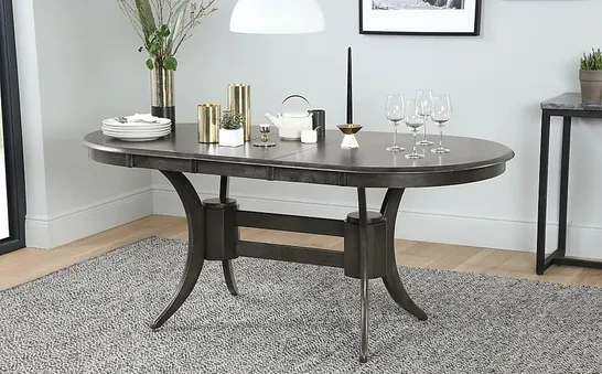 BOXED TOWNHOUSE OVAL GREY WOOD 150-180CM EXTENDING DINING TABLE - TOP ONLY 