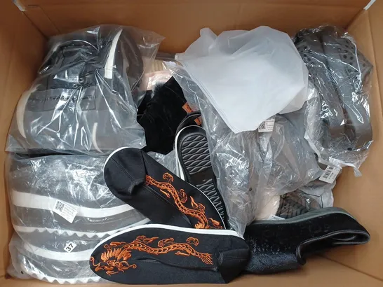 BOX OF APPROX 20 ASSORTED SHOES TO INCLUDE - NIKE AIR FORCE 1 - ASIFN SLIP ON SLIPPERS - NIKE AIR MAX IN WHITE ECT