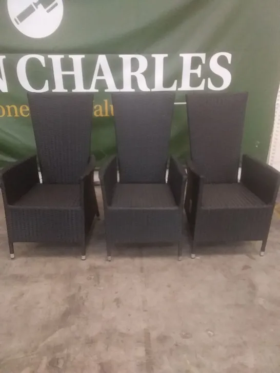 X3 BLACK GARDEN CHAIRS