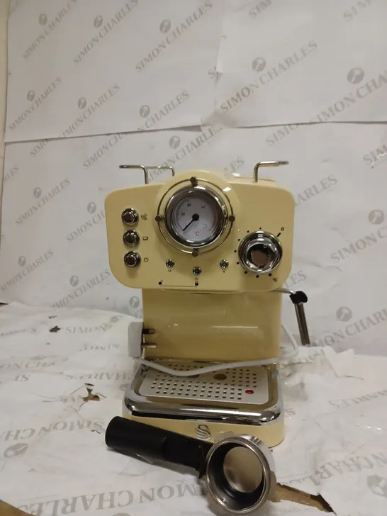 SWAN RETRO PUMP ESPRESSO COFFEE MACHINE - CREAM