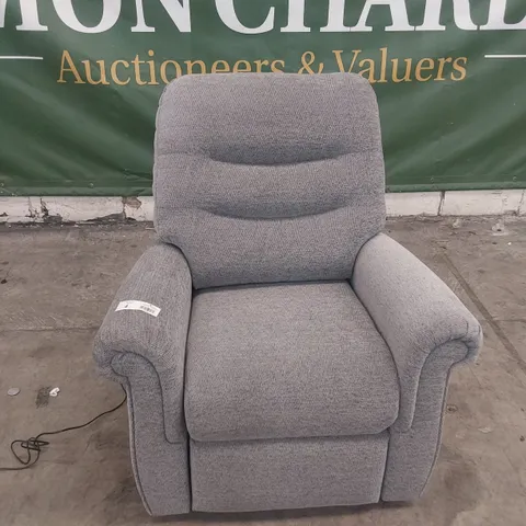 QUALITY BRITISH DESIGNER G PLAN HOLMES POWER RECLINING EASY CHAIR HERON MIST FABRIC 