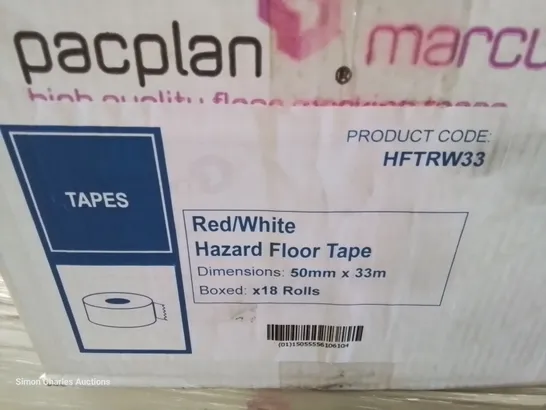 PALLET OF 28 CASES EACH CONTAINING 18 ROLLS OF HAZARD FLOOR TAPE each 50mm × 33m