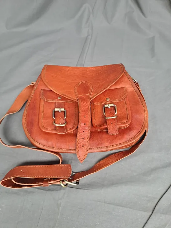 FIRU HANDMADE LEATHER SATCHEL BAG IN RUST BROWN ONE SIZE