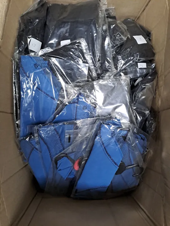 BOX OF APPROX 40 ASSORTED BLACK AND BLUE CORSETS - COLLECTION ONLY - SIZES VARY 