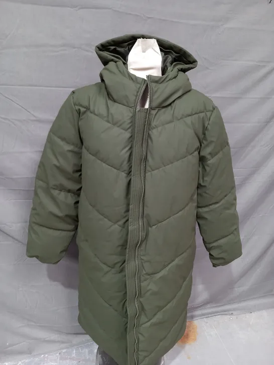 JDY PADDED KHAKI WATER REPELLENT PUFFER JACKET WITH HOOD - SMALL