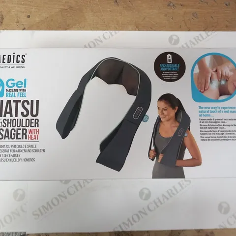 BOXED HOMEDICS GEL MASSAGE WITH REAL FEEL SHIATSU NECK AND SHOULDER MASSAGER WITH HEAT NMS-700RCG-EU