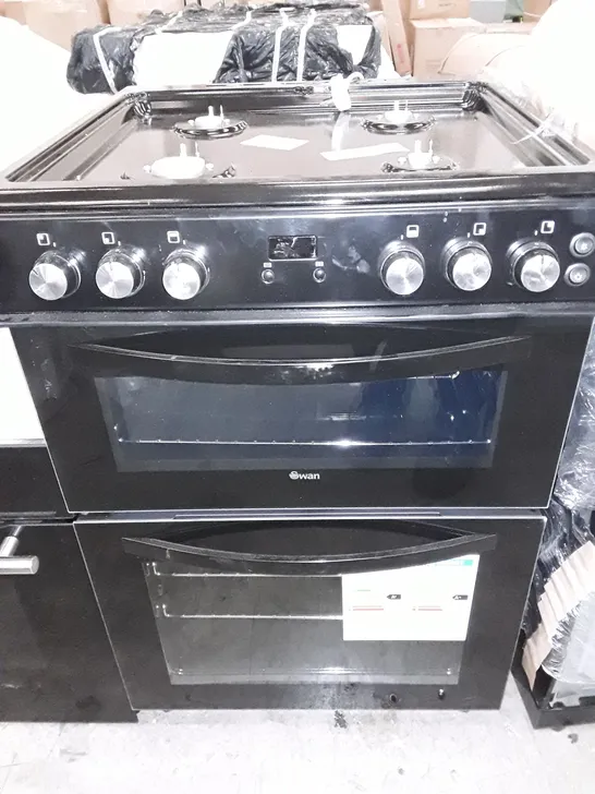 SWAN FREESTANDING GAS DOUBLE OVEN WITH HOBS IN BLACK - SX158130B