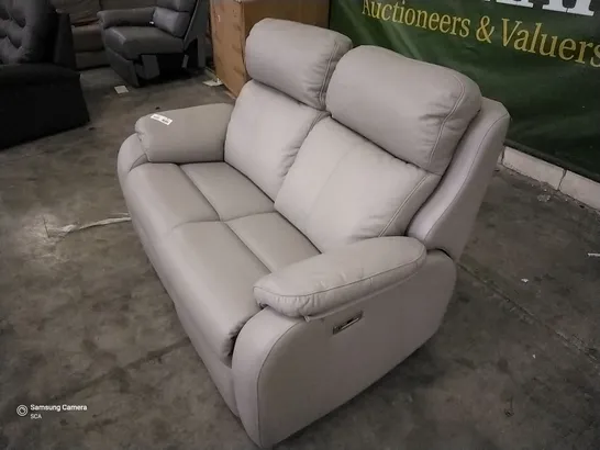 QUALITY BRITISH DESIGNER G PLAN KINGSBURY 2 SEATER ELECTRIC RECLINER CAPRI MIST LEATHER 