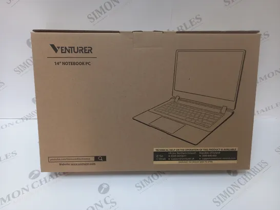 BRAND NEW BOXED VENTURER EUROPA 14 PLUS 14" FULL HD LAPTOP INTEL 2.6GHZ 64GB SSD 4GB RAM - BLACK