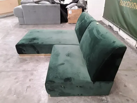 QUALITY DESIGNER DEIONDRE CORNER SOFA - DARK GREEN VELVET 