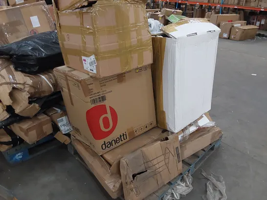 PALLET OF ASSORTED HOUSEHOLD ITEMS AND FURNITURE PARTS