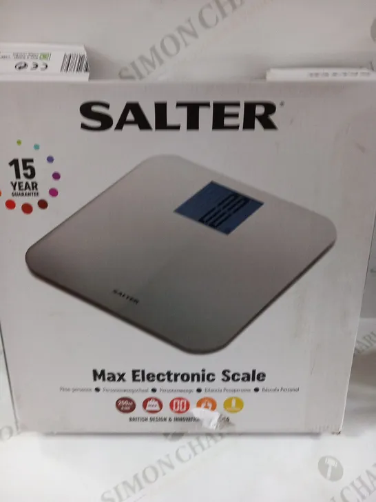 BOXED SALTER MAX ELECTRONIC PERSONAL SCALE 9075 SVGL3R 5020