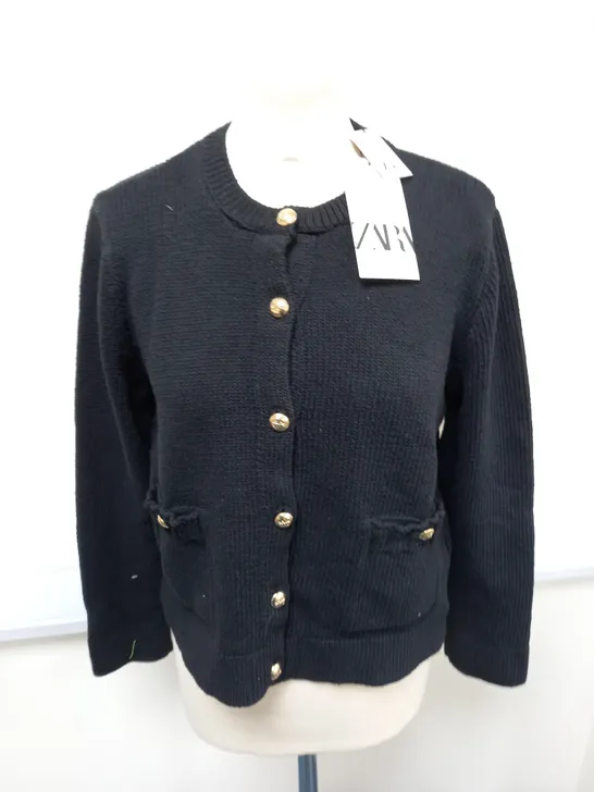 ZARA BLACK BUTTON THROUGH CARDIGAN - M