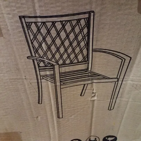 BOXED SET OF 2 BLACK METAL GARDEN CHAIRS 