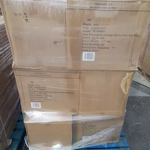 PALLET CONTAINING APPROXIMATELY 384 BRAND NEW HORNE PINK GIN GLASSES