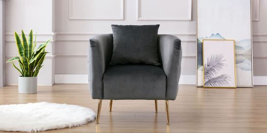 BOXED GREY VELVET TUB CHAIR (1 BOX)