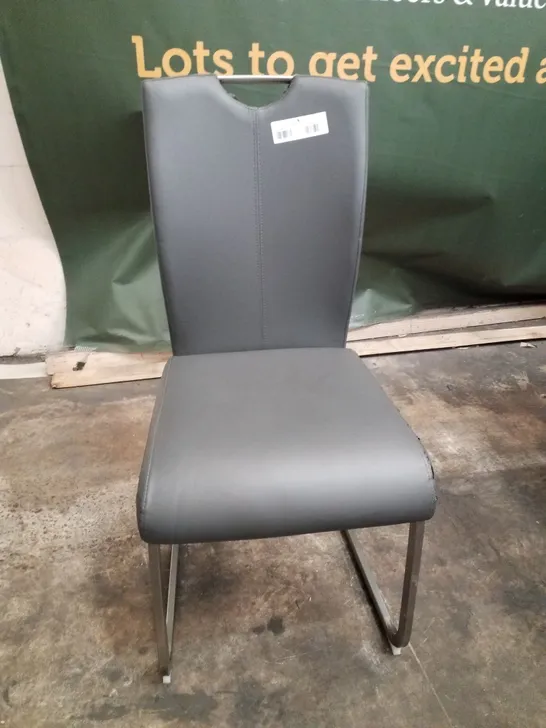 DARK GREY FAUX LEATHER DINING CHAIR 