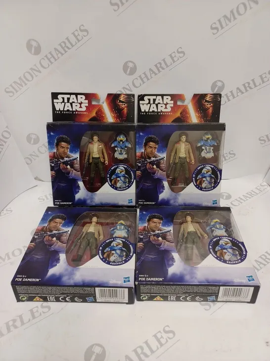 4 X BOXED STAR WARS POE DAMERON COLLECTABLE FIGURINES 