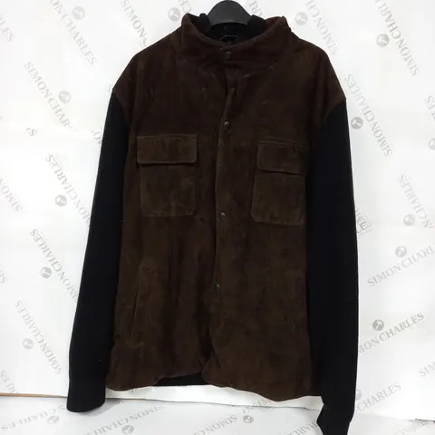MASSIMO DUTTI JACKET IN BROWN/NAVY - XL 