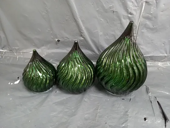 BOXED ALSION CORK SET OF 3 PRE LIT MERCURY GLASS TEARDROP