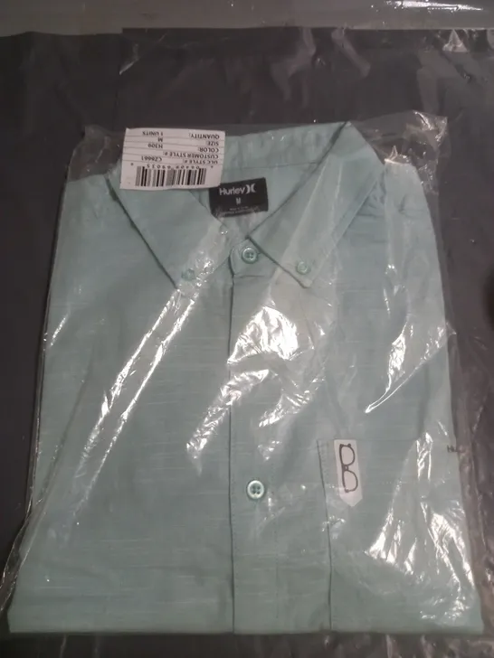 HURLEY MENS SHORT SLEEVED SHIRT MINT GREEN SIZE MEDIUM