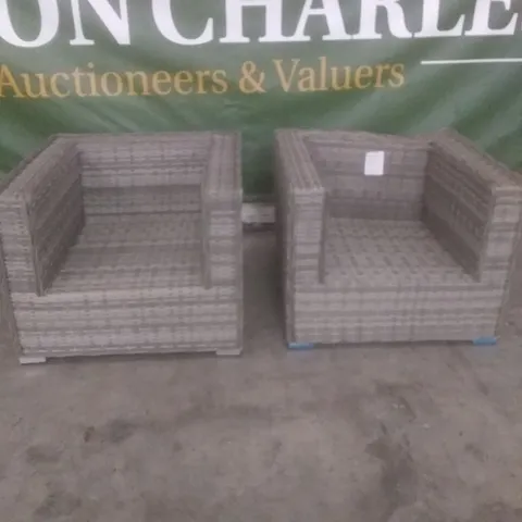 X2 RATTAN EFFECT GARDEN ARMCHAIRS GREY