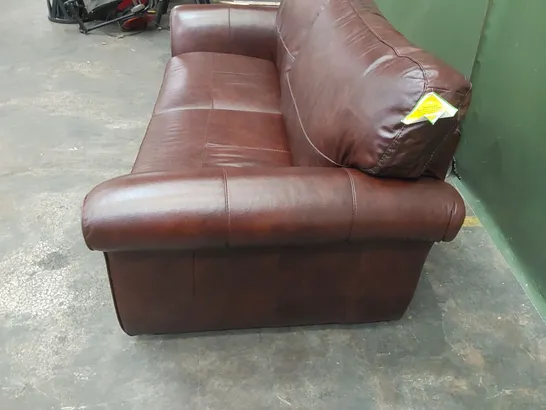 DESIGNER VANTAGE 3 SEATER LEATHER SOFA - CHESNUT